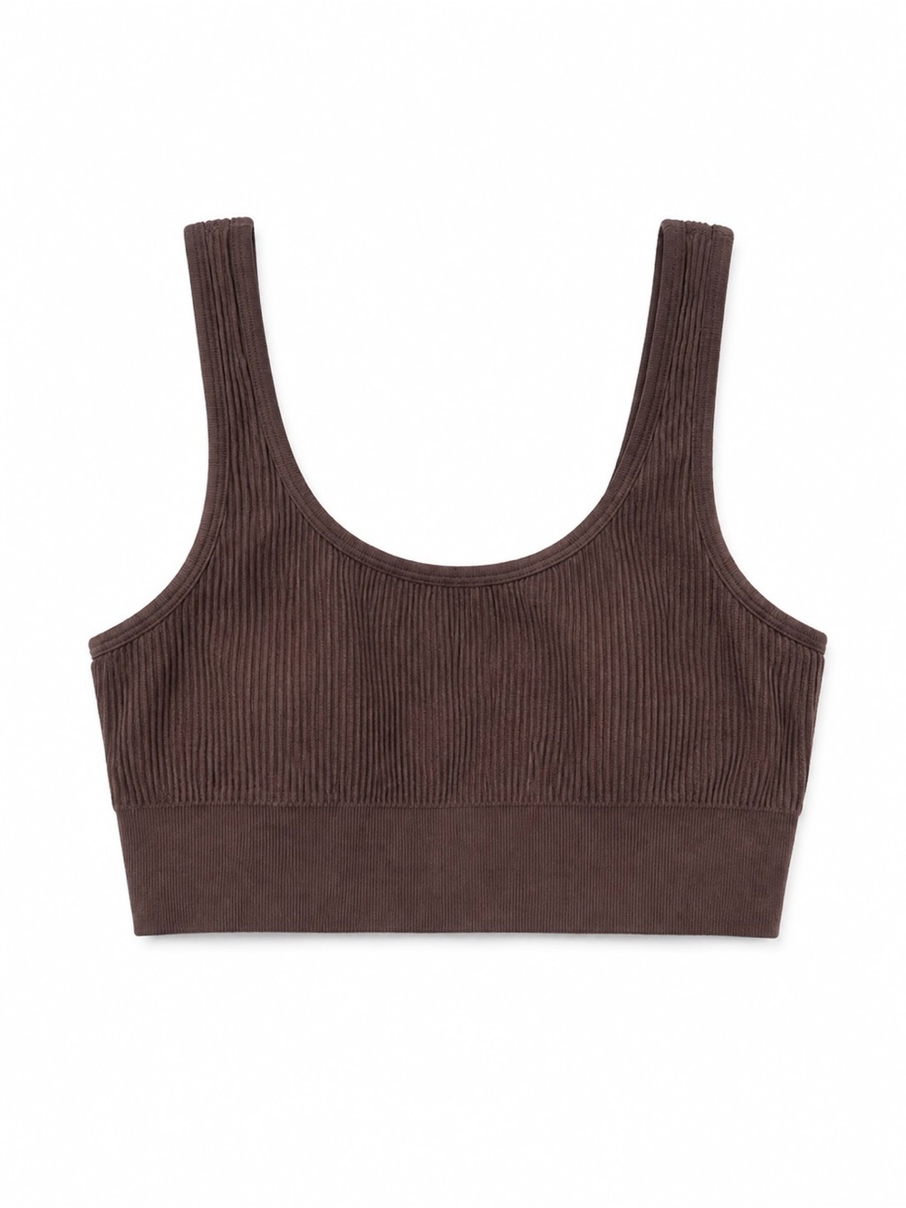 Quince Ribbed Scoop Neck Bralette Espresso Brown Size L Seamless